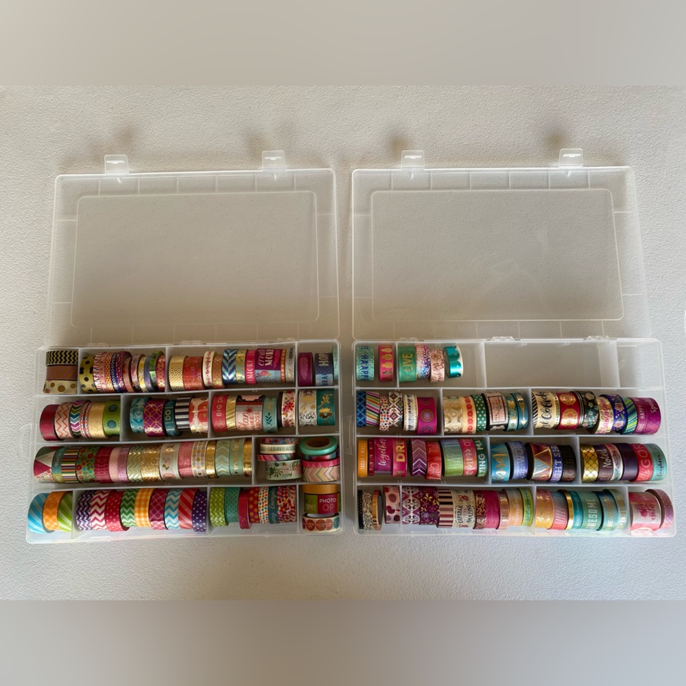Assorted Washi Tape and Storage Containers